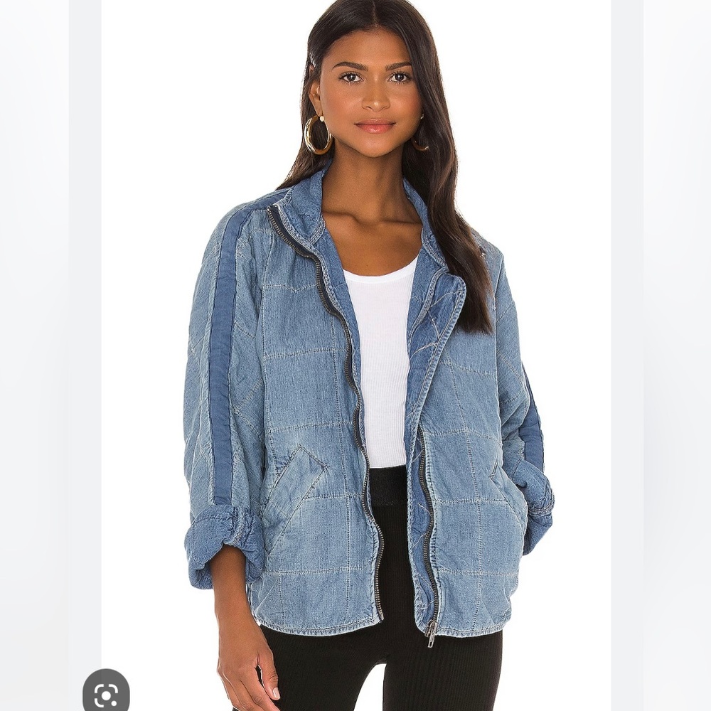 FREE PEOPLE Quilted Denim Jacket